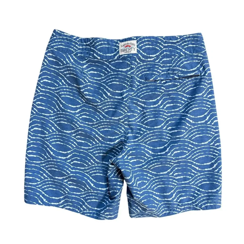 Faherty Classic Boardshort Swim Trunks 7” Inseam Wave Dye Navy Size 31